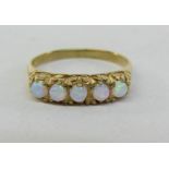 Five stone opal gilt ring stamped SIL Condition Report <a href='//www.