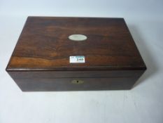19th Century mahogany writing box with inlaid mother of pearl,