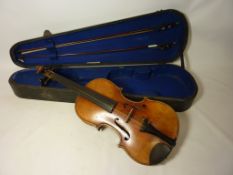 Early 20th Century Violin with figured two piece back,
