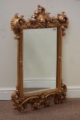 Rectangular wall mirror with gold finish frame,