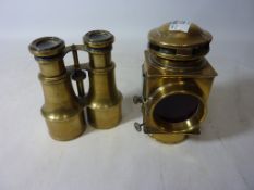 Early 20th century Imperial Motor Industries brass car lamp and a pair of brass 'The Liverpool'