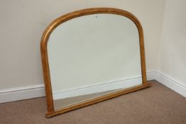 Gilt framed overmantle mirror fitted with bevelled glass, W125cm,