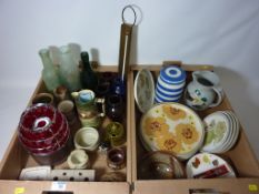 Denby and other stoneware pottery,lamp, Royal Doulton jug, brass caramel thermometer,