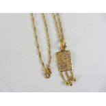 Chain necklace stamped 22ct approx 2.8gm with pendant stamped 375 approx 1.