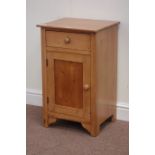 Waxed pine bedside cabinet, fitted with single drawer, W42cm, H70cm,