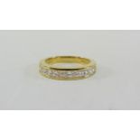 Princess cut ten stone diamond half eternity ring approx 1 carat stamped 750 Condition