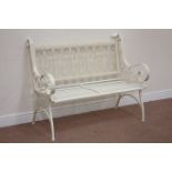 White finish wrought metal bench, W116cm Condition Report <a href='//www.