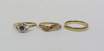 Gold wedding band and two dress rings all hallmarked 9ct Condition Report <a