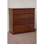 Edwardian walnut chest fitted with two short and three long drawers, brass handles, W122cm, H120cm,
