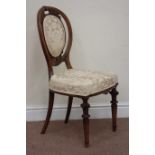 Victorian walnut framed cameo salon chair raised on fluted legs,