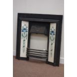 Edwardian style cast iron fire insert fitted with Art Nouveau tiles,