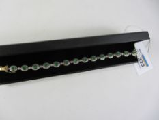Zambian emerald and diamond link gold-plated bracelet stamped 925 Condition Report