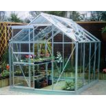 Aluminium 8' x 6' greenhouse frame with polycarbonate glazing,