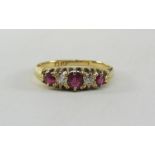 Early 20th century gold Diamond and Ruby ring hallmarked 18ct Condition Report