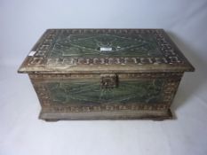 Carved wooden chest with floral design H 27cm Condition Report <a href='//www.