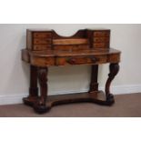 Late Victorian figured walnut serpentine Duchess dressing table fitted with single drawer,
