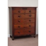 Victorian mahogany chest fitted with two short and four long graduating drawers, W120cm, H141cm,