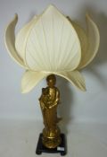 Chinese figural table lamp with lily shade Condition Report <a href='//www.