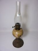 Victorian oil lamp with painted glass well Condition Report <a href='//www.