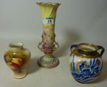 Royal Worcester small vase decorated with fruit by A.