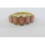 Five stone coral gilt ring stamped SIL Condition Report <a href='//www.