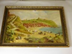 'Scarborough in 1791', oil on canvas after Francis Nicholson, signed and dated by Gayler 1975,