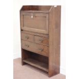 Early 20th century secretaire fitted with fall front enclosing inset leather writing surface,