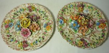 Pair of Italian relief moulded wall plates Condition Report <a href='//www.