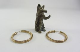 Pair gold hoop earrings hallmarked 9ct 2.