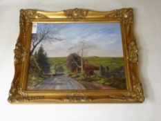 Country Lane, oil on canvas signed and dated Griff '80,