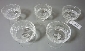 Set five Waterford cut crystal thistle pattern sundae dishes Condition Report