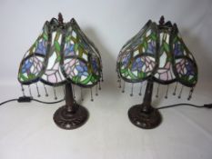 Pair of Tiffany style lamps with shades (This item is PAT tested - 5 day warranty from date of