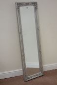 Rectangular narrow silvered framed wall mirror,