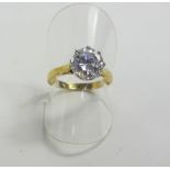 Single stone cubic zirconia gilt ring stamped SIL Condition Report <a