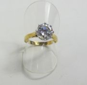 Single stone cubic zirconia gilt ring stamped SIL Condition Report <a