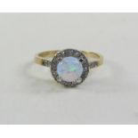 Gold opal and cubic zirconia cluster ring hallmarked 9ct Condition Report <a