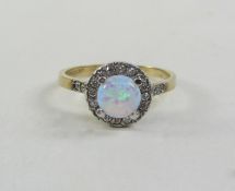 Gold opal and cubic zirconia cluster ring hallmarked 9ct Condition Report <a
