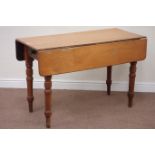 Victorian oak drop leaf table with single drawer to end,