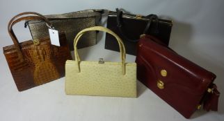 Vintage Crocodile skin handbag and four other vintage handbags Condition Report