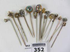 Victorian and later micro-mosaic and other stick pins (15) Condition Report <a
