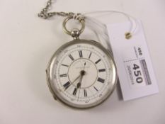 Victorian silver centre seconds chronograph pocket watch, key wound,