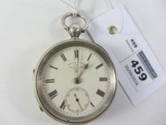Edwardian silver key wound English Lever pocket watch signed William Owen Leeds,