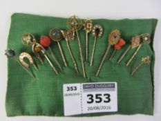 Victorian and later stick pins stamped 15ct and others (15) Condition Report <a