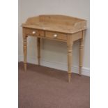 19th century pine washstand fitted with two drawers, W92cm, H89cm,