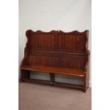 Victorian pitch pine high back pew, W 168cm, H 136cm,