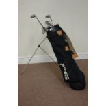Golf clubs including PING ZING 2 in PING carry bag with retractable stand Condition