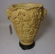 Chinese ivory composite vase with elephant handles,