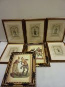 Five framed book plates depicting Monarchs from Mountagues History of England, W 17cm, H 26cm,