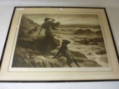 Looking to the Sea, Herbert Dicksee (1862-1942), Engraving, HD 1923, signed pencil lower left,