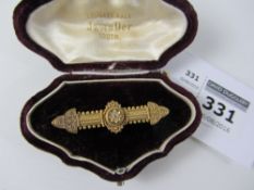 19th century gold bar brooch set with a diamond stamped 15ct Condition Report